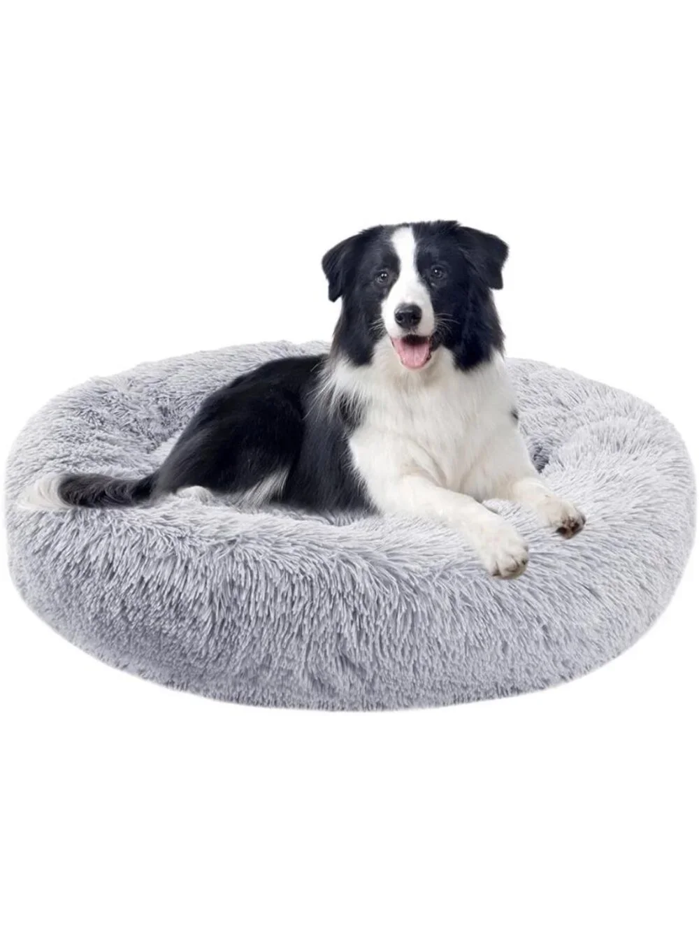 Calming Donut Dog Bed Anti-Anxiety Self Warming Cozy Soft Plush Round 30x30x8